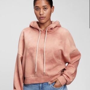 NWOT Women's GAP Pink Tye Dye Short Hoodie Sweatshirt
